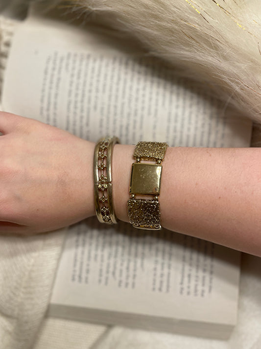 Stretchy Gold Floral Bracelets | From the Rack | Grace Thrifts