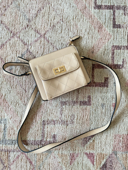 Cream Quilted Crossbody Bag | From the Rack | Grace Thrifts