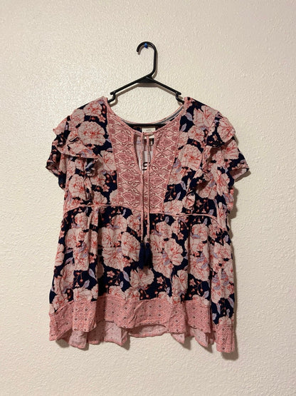 Navy Carnation Print Blouse | From the Rack | Grace Thrifts