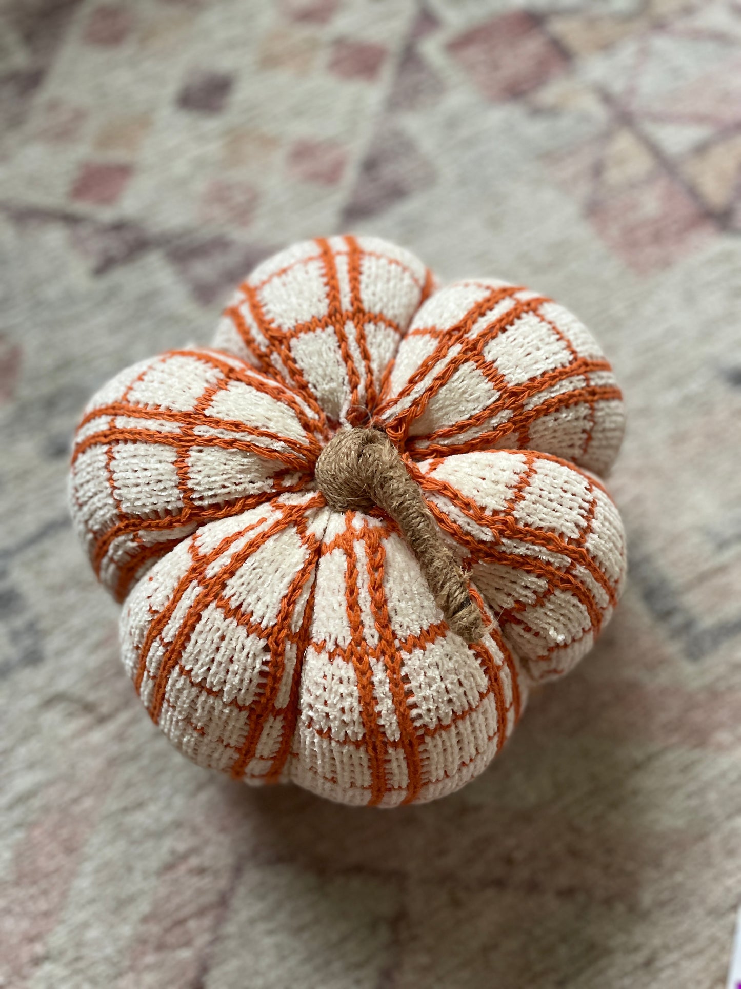 Knit Plaid Pumpkin Pillow | From the Rack | Grace Thrifts