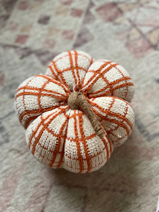 Knit Plaid Pumpkin Pillow | From the Rack | Grace Thrifts