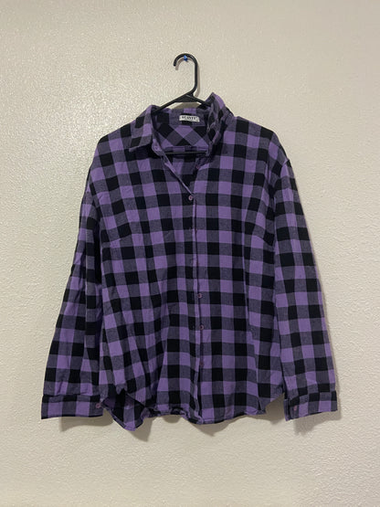 Purple and Black Button Up Flannel  From the Rack | Curated Secondhand Styles | Grace Thrifts | Wasilla, AK