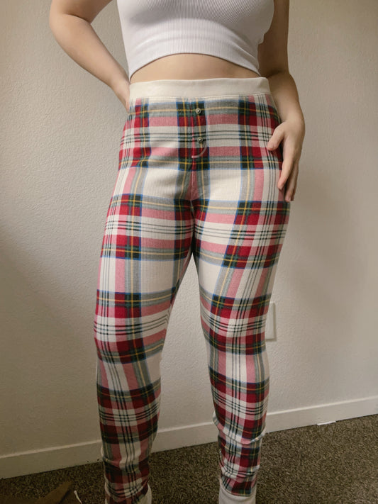 Cream Plaid Pajama Pants