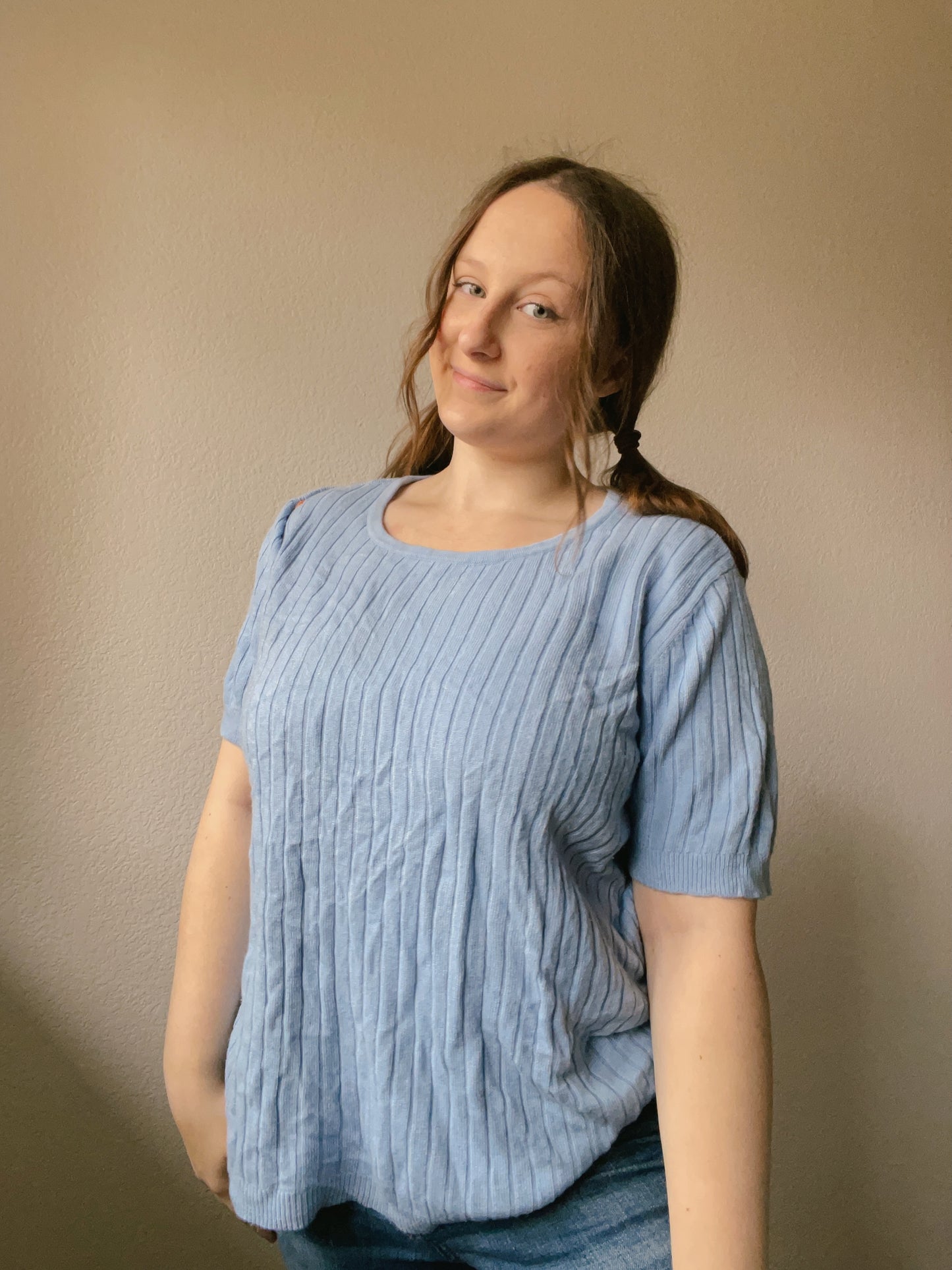 Light Blue Ribbed Top | From the Rack | Grace Thrifts