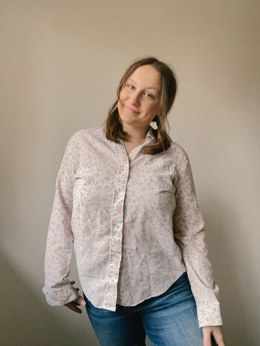 Pastel Floral Button Up Shirt | From the Rack | Grace Thrifts