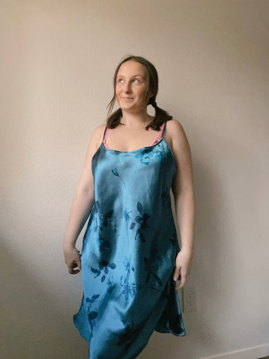 Teal Rose Slip Dress | From the Rack | Grace Thrifts
