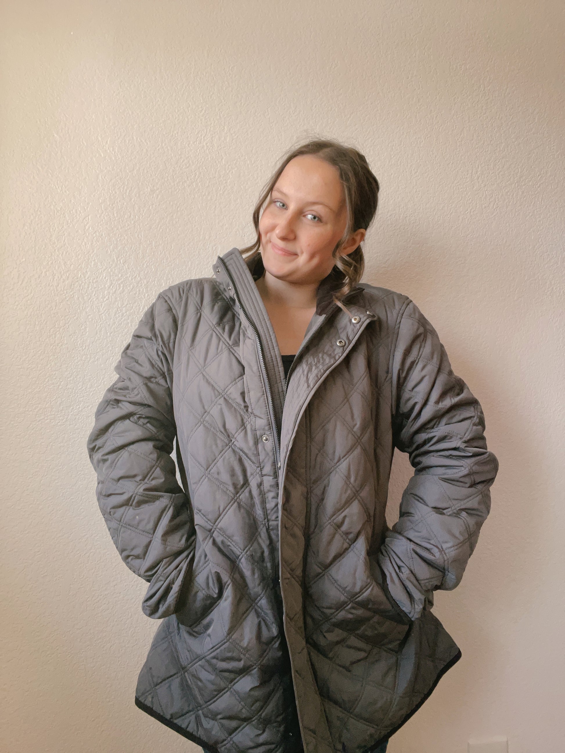 Quilted Button Up Coat | From the Rack | Grace Thrifts