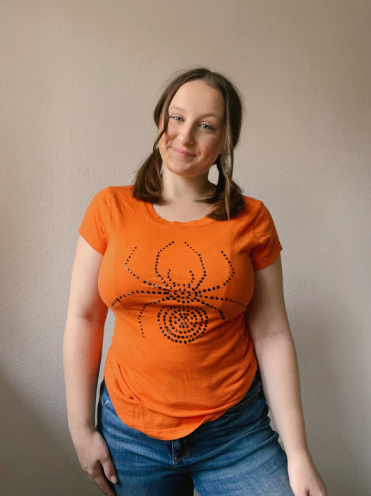 Rhinestone Spider Graphic Tee | From the Rack | Grace Thrifts