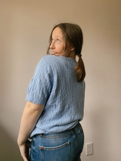 Light Blue Ribbed Top | From the Rack | Grace Thrifts