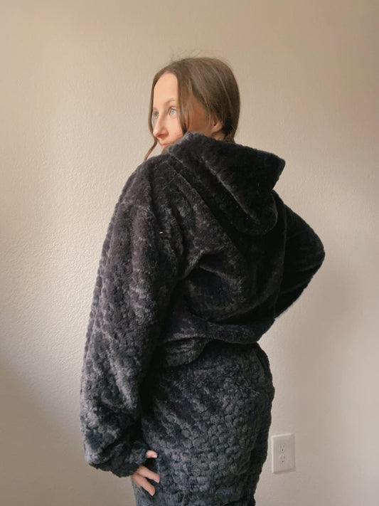 Black Fuzzy Joggers | From the Rack | Grace Thrifts