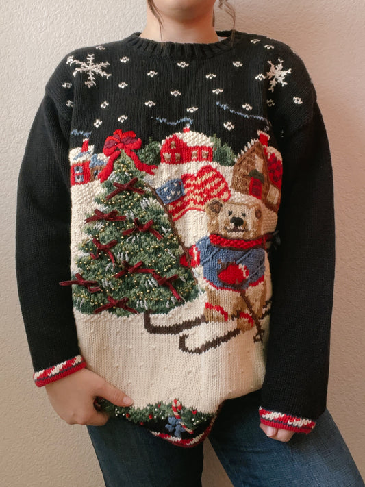 Vintage Teddy Bear Christmas Sweater | From the Rack | Grace Thrifts