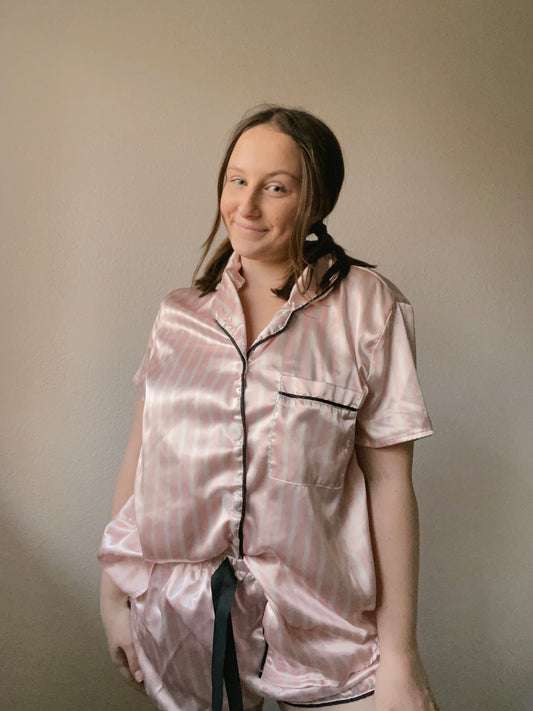 Pink Striped PJ Set | From the Rack | Grace Thrifts