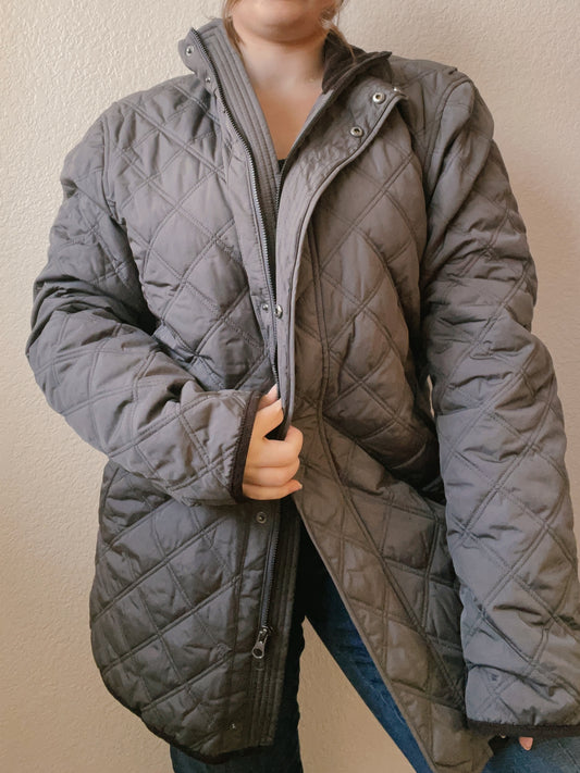 Quilted Button Up Coat | From the Rack | Grace Thrifts