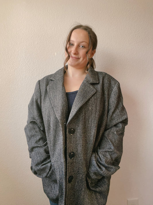 Dark Grey Winter Blazer Coat | From the Rack | Grace Thrifts