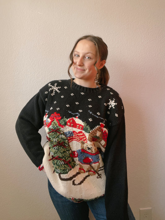 Vintage Teddy Bear Christmas Sweater | From the Rack | Grace Thrifts
