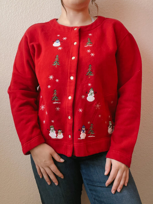 Vintage Red Snowman Cardigan | From the Rack | Grace Thrifts