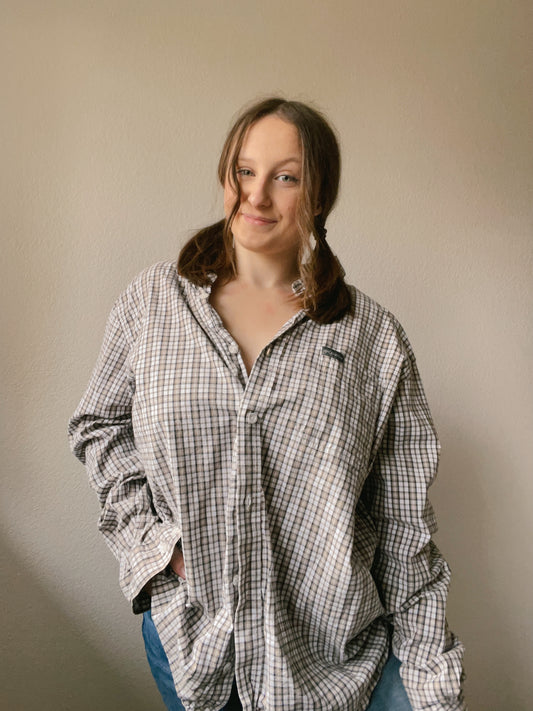 Caramel Gingham Dress Shirt | From the Rack | Grace Thrifts