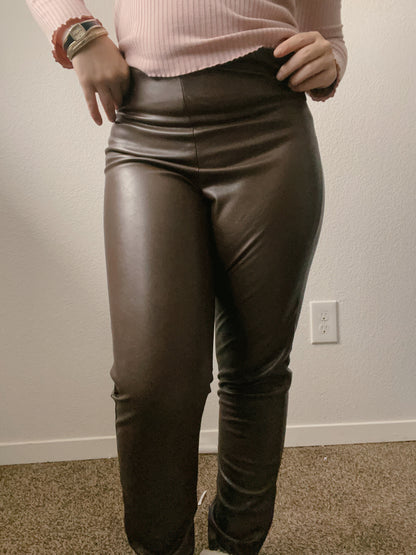 Brown Faux Leather Pants