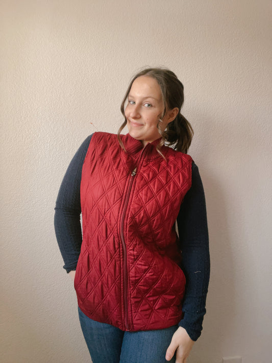 Red Quilted Vest | From the Rack | Grace Thrifts
