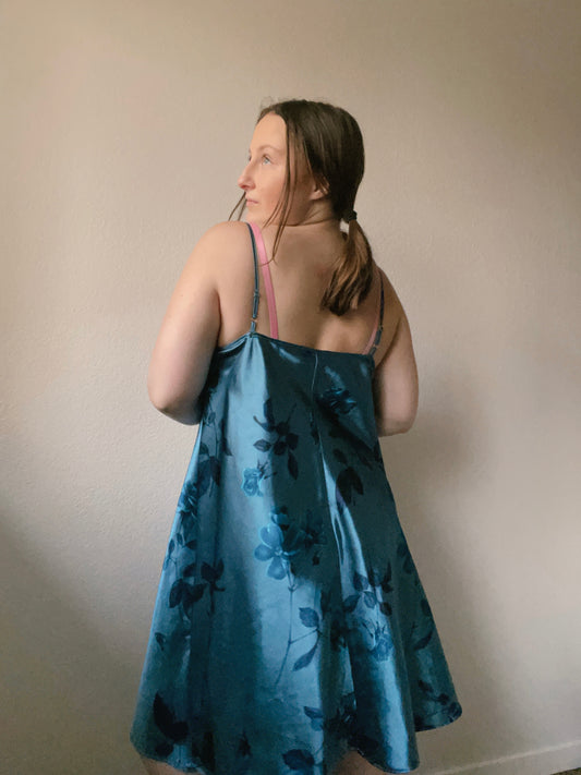 Teal Rose Slip Dress | From the Rack | Grace Thrifts