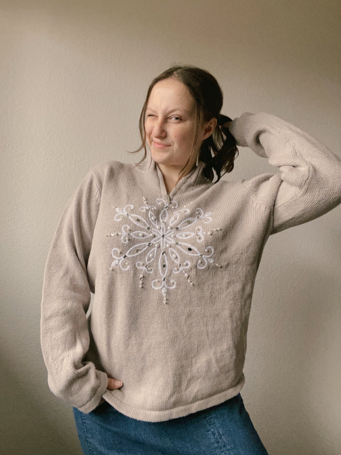 Sparkling Snowflake Sweatshirt | From the Rack | Grace Thrifts