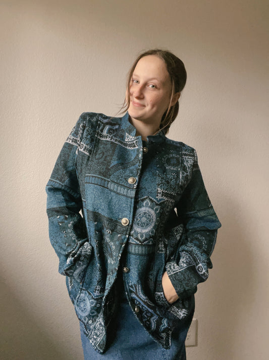 Blue Paisley Coat | From the Rack | Grace Thrifts