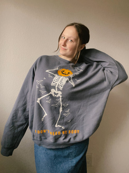 Don't Need No Body Crewneck | From the Rack | Grace Thrifts