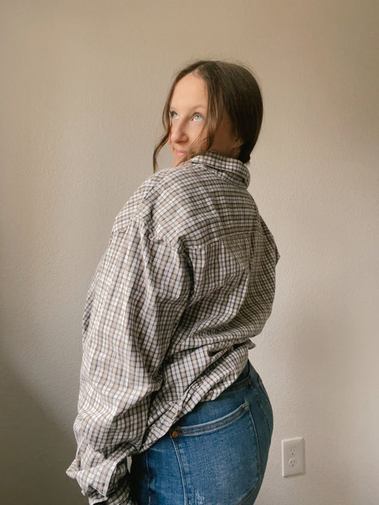 Caramel Gingham Dress Shirt | From the Rack | Grace Thrifts