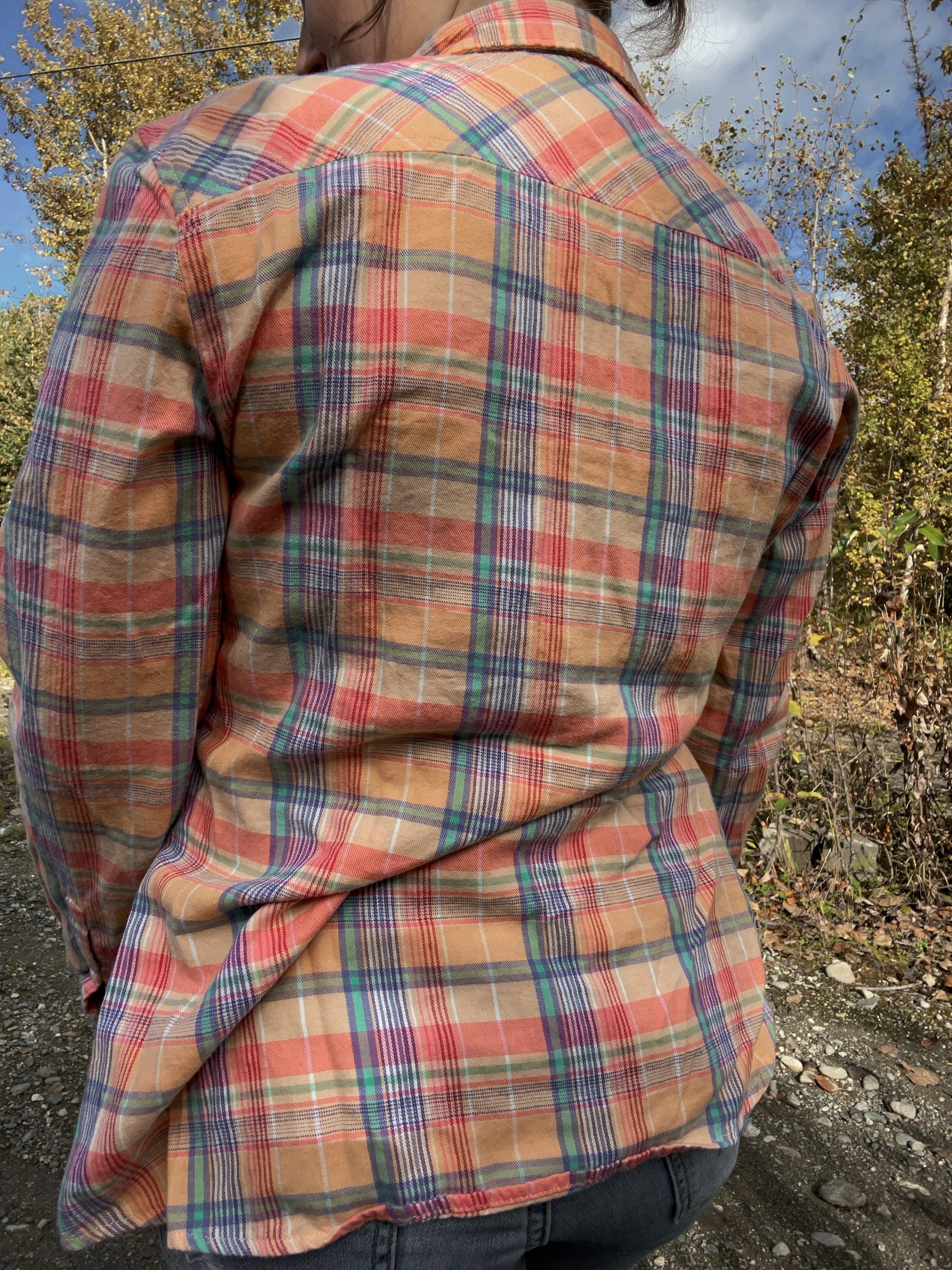 Eddie Bauer Orange Button Up Flannel | From the Rack | Curated Secondhand Styles | Grace Thrifts | Wasilla, AK