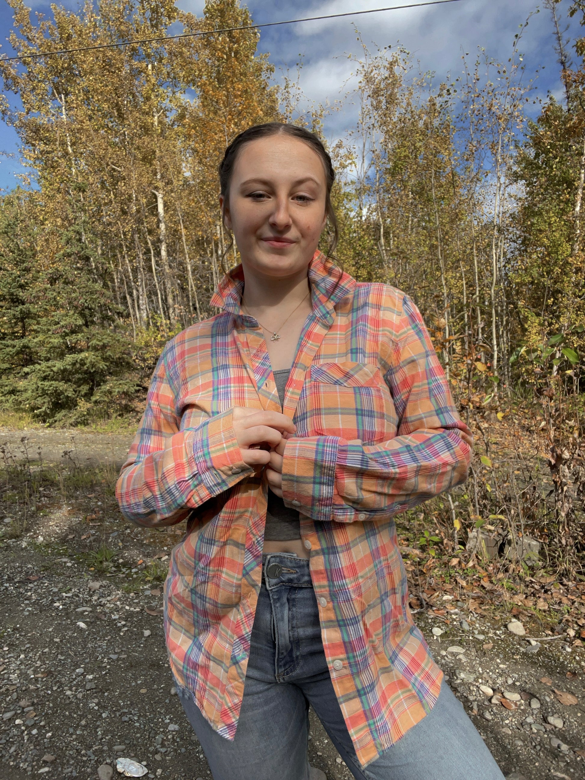 Eddie Bauer Orange Button Up Flannel | From the Rack | Curated Secondhand Styles | Grace Thrifts | Wasilla, AK
