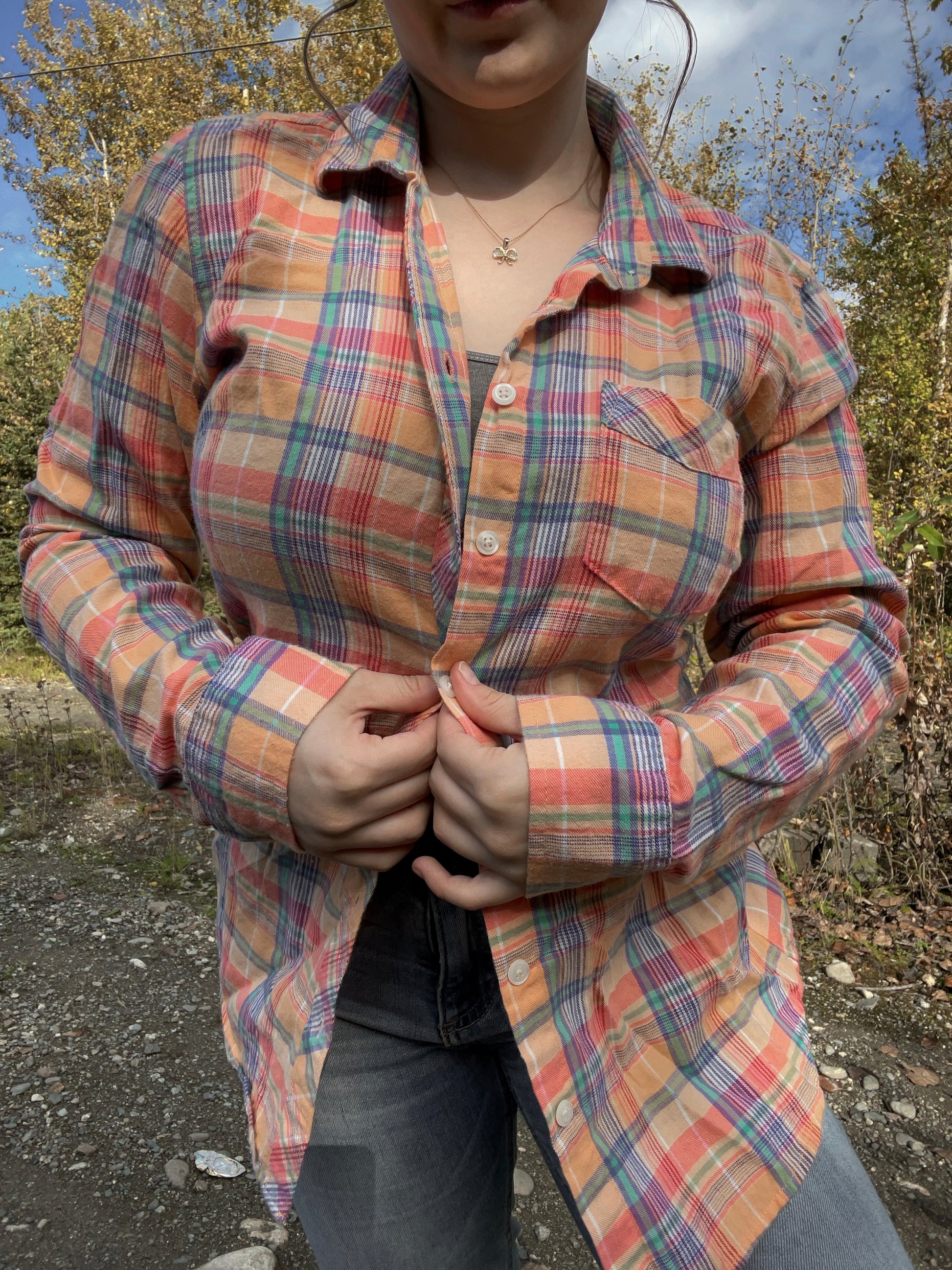 Eddie Bauer Orange Button Up Flannel | From the Rack | Curated Secondhand Styles | Grace Thrifts | Wasilla, AK