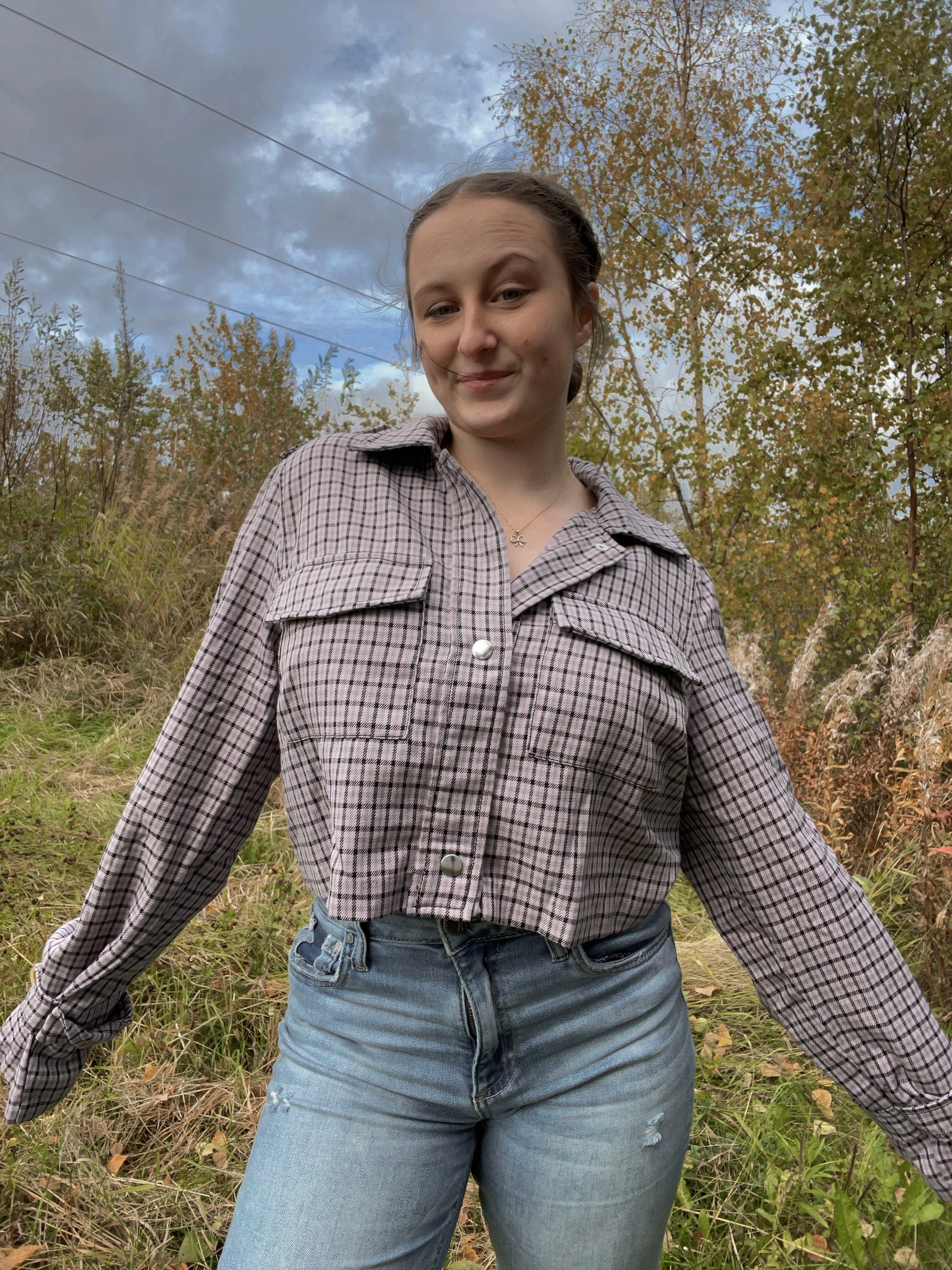Purple Plaid Cropped Jacket | From the Rack | Curated Secondhand Styles | Grace Thrifts | Wasilla, AK