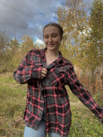 Red and Black Button Up Flannel | From the Rack | Curated Secondhand Styles | Grace Thrifts | Wasilla, AK